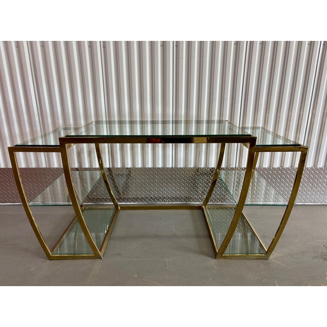 Hollywood Regency Brass Vanity / Desk in the Milo Baughman Style. Circa 1970s For Sale - Image 15 of 18