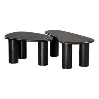 Fendy Set of 2 Free Form Wood Coffee Tables For Sale