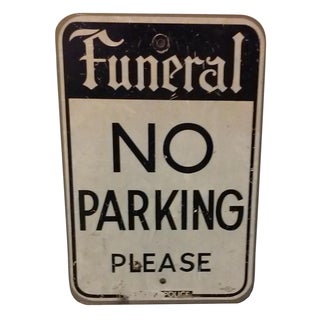 Antique Industrial Metal Funeral Street Sign For Sale