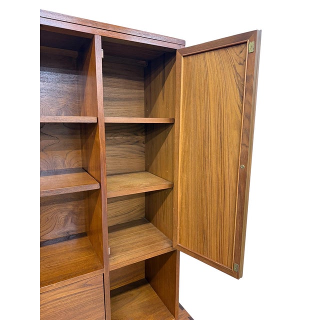 1960s Mid-Century Modern Lane 2-Piece Walnut Storage Cabinet For Sale - Image 5 of 11