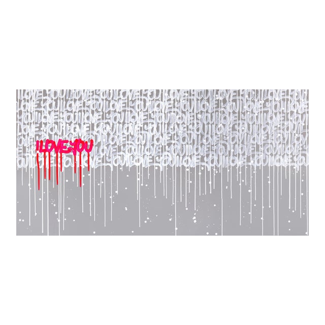 My Heart Lights Up When I'm With You - Original Love Text Street Art Painting on Canvas For Sale