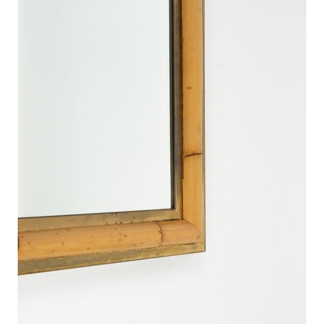 Mid-Century Brass and Bamboo Wall Mirror in the style of Vivai del Sud, Italy, 1970s For Sale - Image 4 of 14