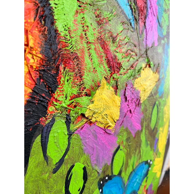 Figurative Vibrant Modern Toucan and Butterfly Oil Painting Signed For Sale - Image 3 of 8