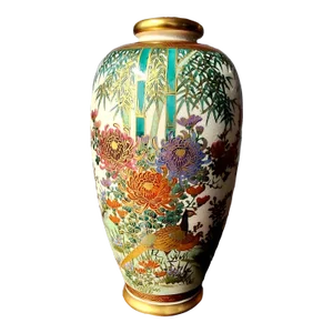 Antique Early 20th Century Japanese Satsuma Fine Porcelain Baluster Vase