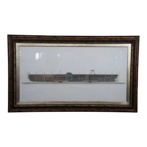Antique 1864 Day & Son Nautical Maritime Ship Building Launching Lithograph, Framed