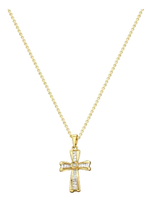 Small Baguette Diamond Cross Necklace
