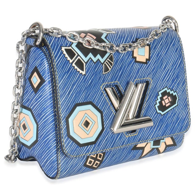 Contemporary Blue Denim Aztec Epi Twist PM For Sale - Image 3 of 9