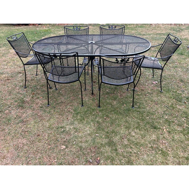Perfect for adding that beautiful vintage feel on your patio or deck! The table measures 72x42x29, the decorative chairs...