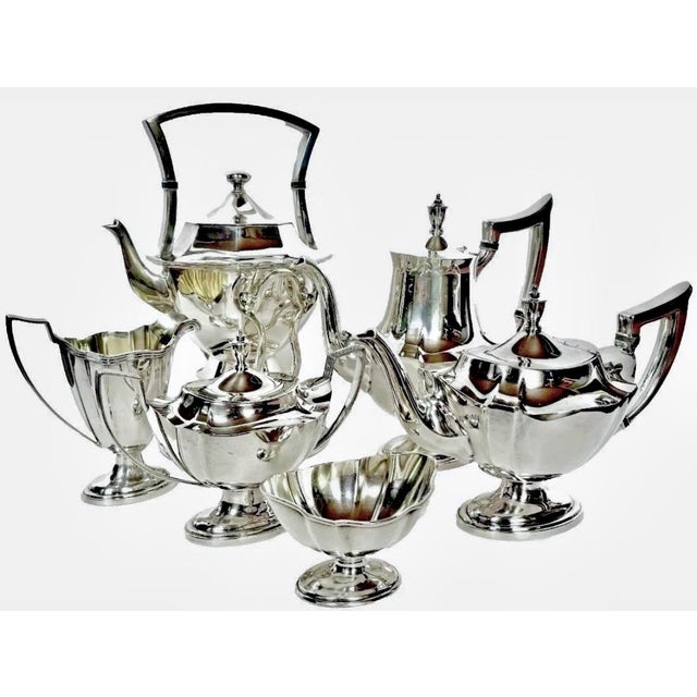 Art Deco 1920s Fine Art Deco Era Gorham Silverplate “Plymouth” Coffee & Tea Set - 6 Piece For Sale - Image 3 of 8