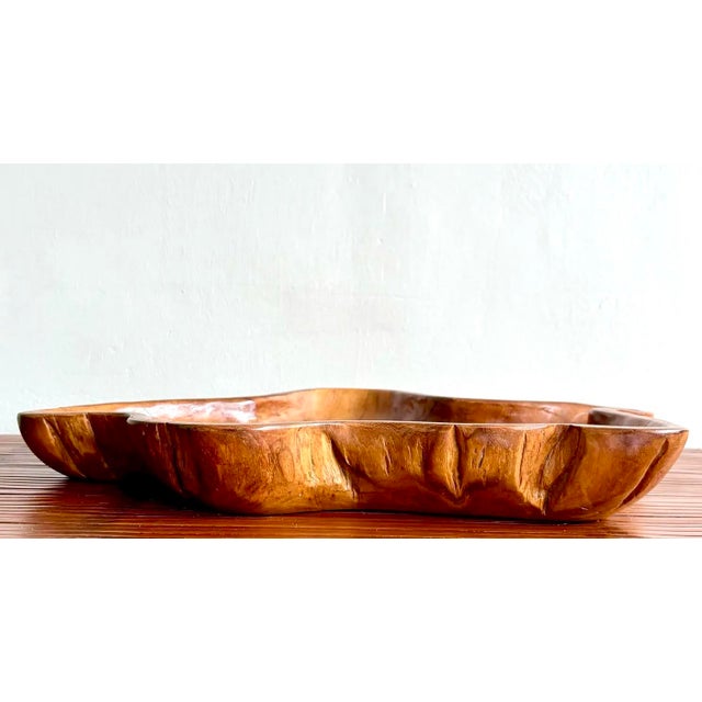 Vintage Boho Carved Wood Tray For Sale - Image 4 of 6