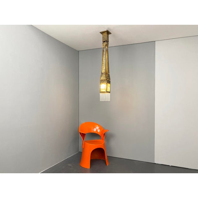 Art Nouveau Ceiling Lamp in Brass, 1910 For Sale - Image 5 of 6