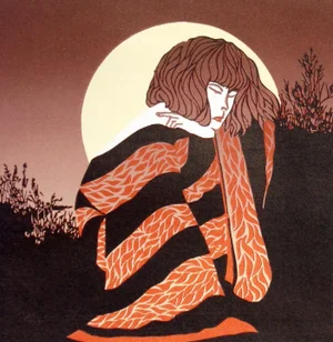 1980s "Kosai the Poet Is Dead" Hand Signed Woodcut Art Print by Philip Smith