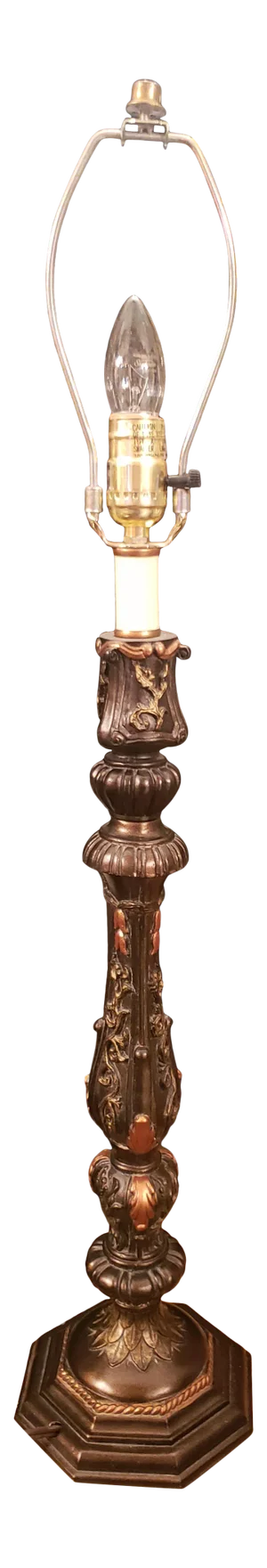 Mid 20th Century Tall Bronze and Gold Table Lamp With Two Tone Finish