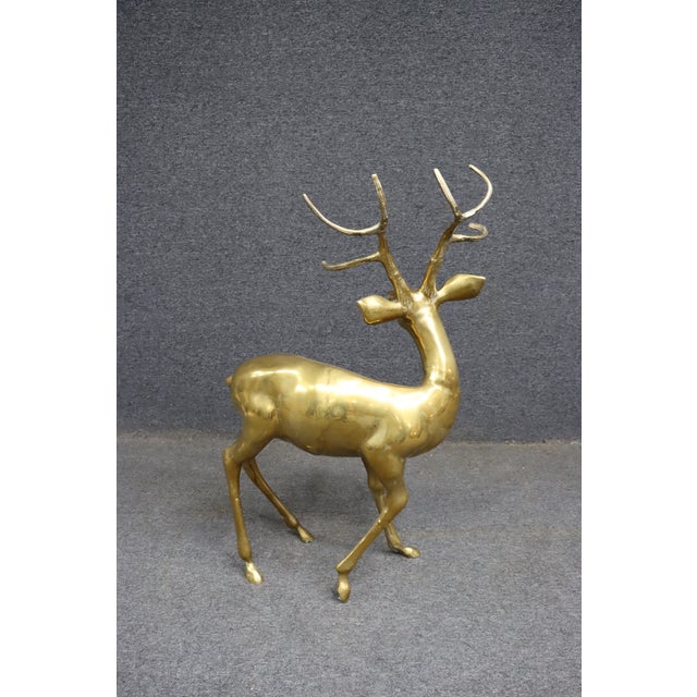 Mid-Century Modern Solid Brass Deer Sculpture For Sale - Image 3 of 8