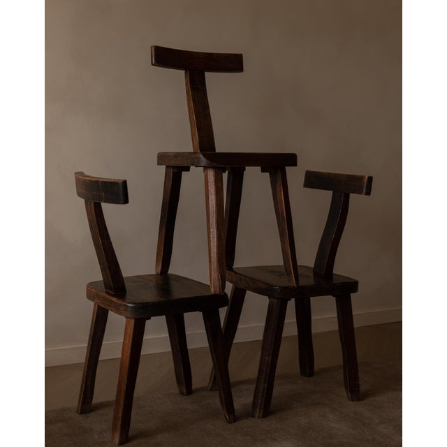 set of 3 vintage Aranjou “T” chairs, bold, minimal, and quietly sculptural. Made in France around the 1960s, these chairs...