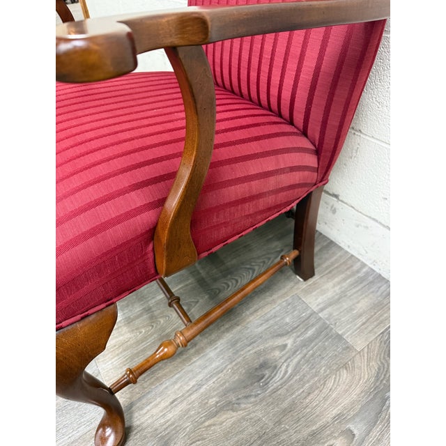 Vintage 1995 Ethan Allen Queen Anne Wingback Lounge Chair With Ottoman For Sale - Image 10 of 18