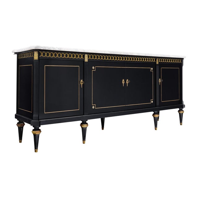 Black Grande Louis XVI Ebonized Buffet, French Antique, Circa 1920 For Sale - Image 8 of 9