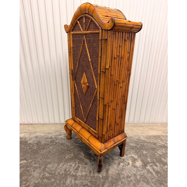 Copper Vintage Tropical Style Burnt Bamboo Cabinet For Sale - Image 8 of 8