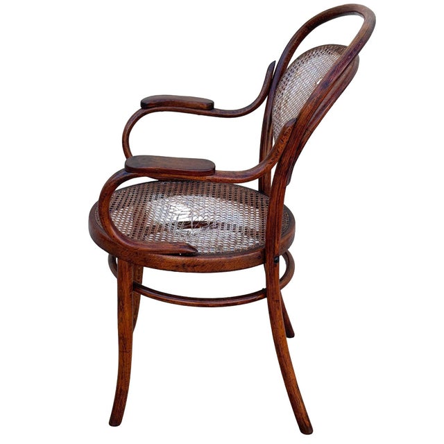 Late Victorian Bent Oak & Cane Nr. 8256 Armchair Attributed to DLG Thonet For Sale - Image 4 of 8