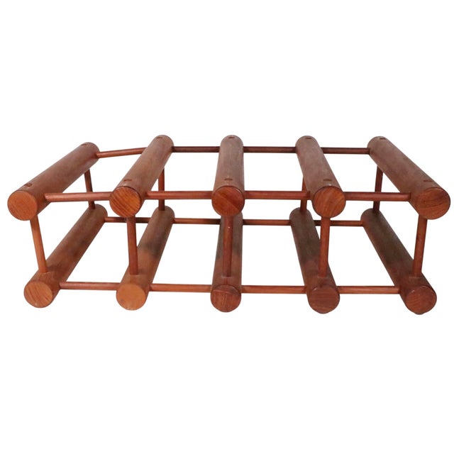 Mid-Century Modern Mid 20th Century Danish Modern Architectural Teak Wine Rack Four Bottles For Sale - Image 3 of 9