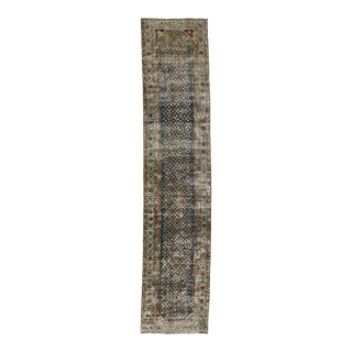 1990s Antique Malayer Persian Wool Runner With Trellis Pattern For Sale