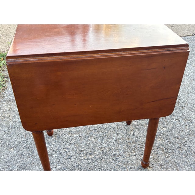 American Antique Drop Leaf Side Table With Two Drawers For Sale - Image 10 of 11