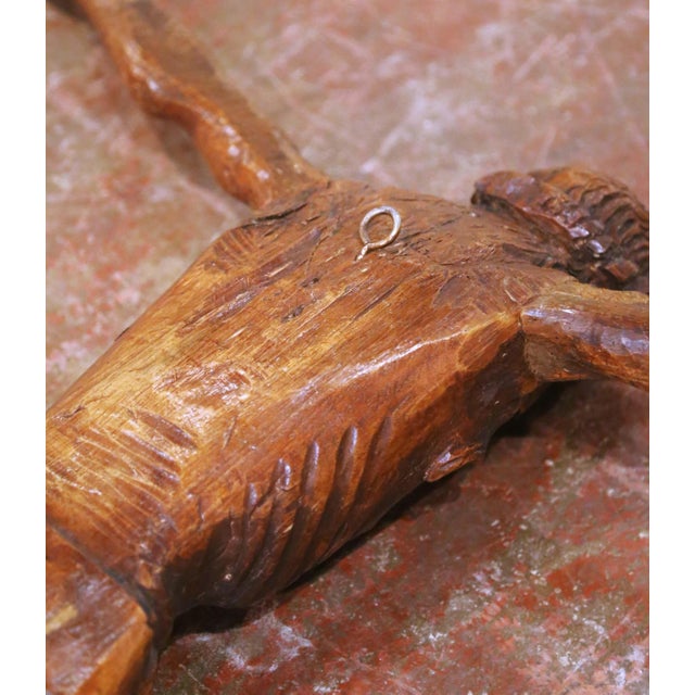 Mid-17th Century French Baroque Walnut Crucifix Corpus Wall Sculpture For Sale - Image 10 of 15