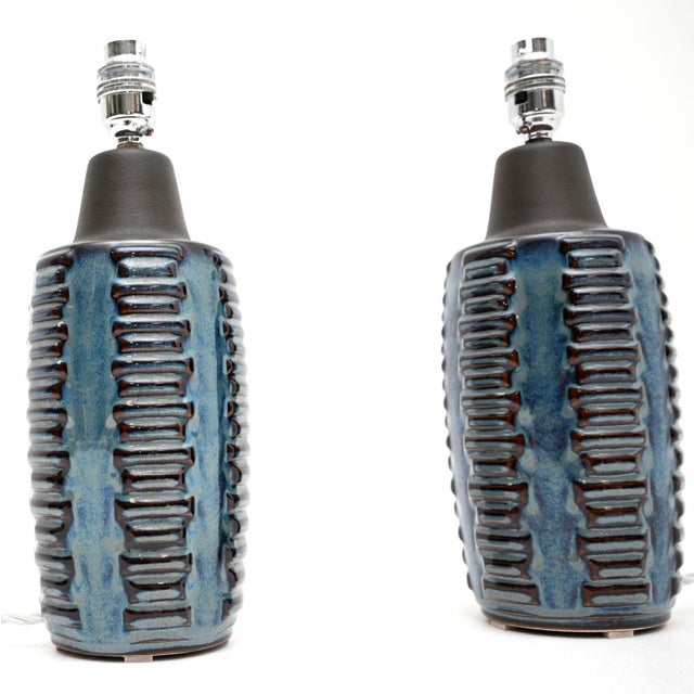 Ceramic Vintage Danish Ceramic Table Lamps by Einar Johansen for Soholm, 1960, Set of 2 For Sale - Image 7 of 11