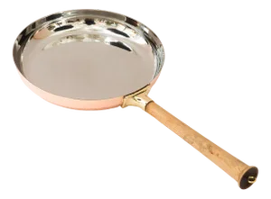 Big Art Deco Copper Pan with Wood Handle, Vienna, 1920s