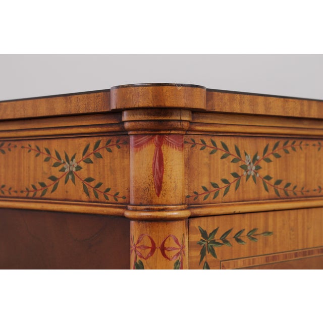 Brown Vintage Adams Style Inlaid Satinwood & Painted Commode For Sale - Image 8 of 18