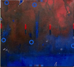 James Yohe, Modernist American Abstract Expressionist Pop Art Painting on Canvas James Yohe, 1980