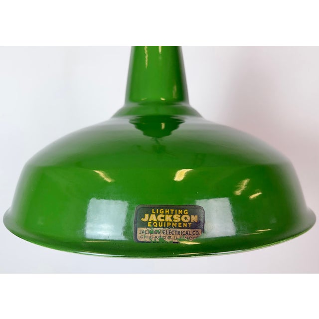 Industrial Green Enamel Factory Pendant Lamp from Jackson Electrical Co., 1960s For Sale - Image 4 of 18