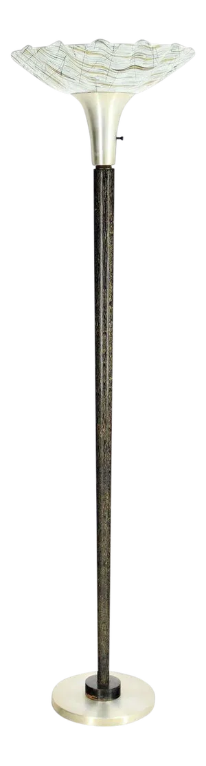 Mid-Century Deco Style Cerused Oak and Art Glass Shade Floor Lamp
