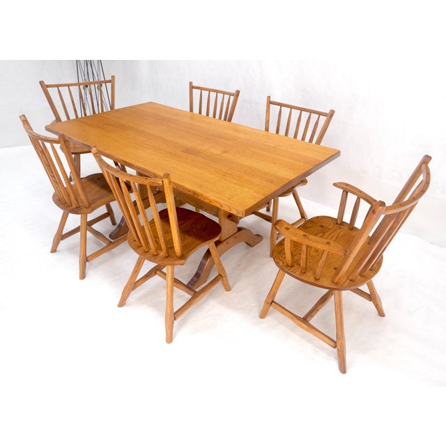 Late 20th Century Very Fine All Pegged Joints Solid Oak Dining Chairs Table Set MINT For Sale - Image 18 of 18