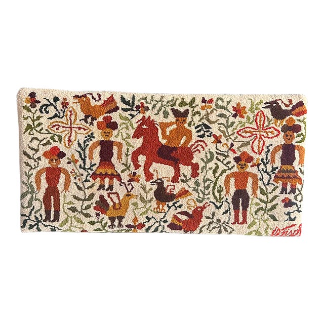 Mid-Century Olga Fisch Wool Tapestry Rug on Frame for Hanging For Sale
