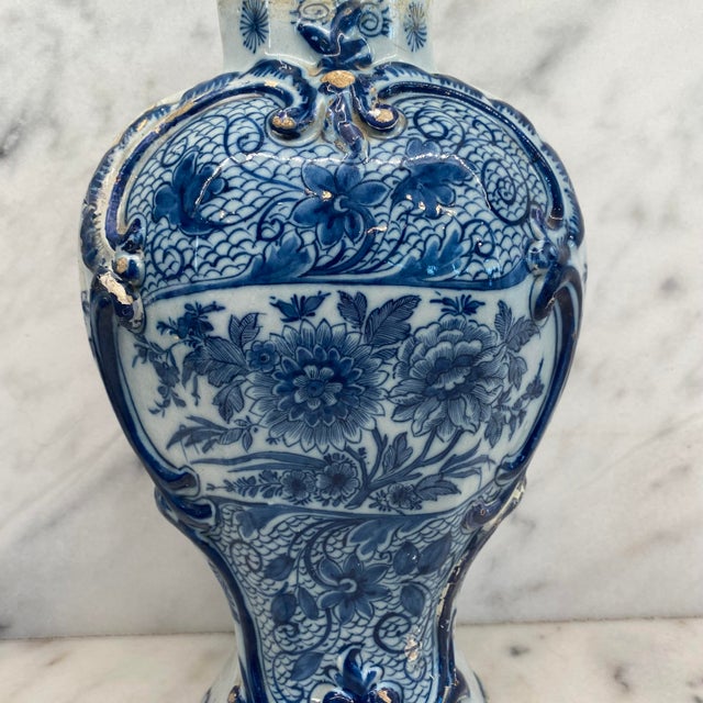 Antique Dutch Delft Blue and White Faience Vase For Sale - Image 12 of 16