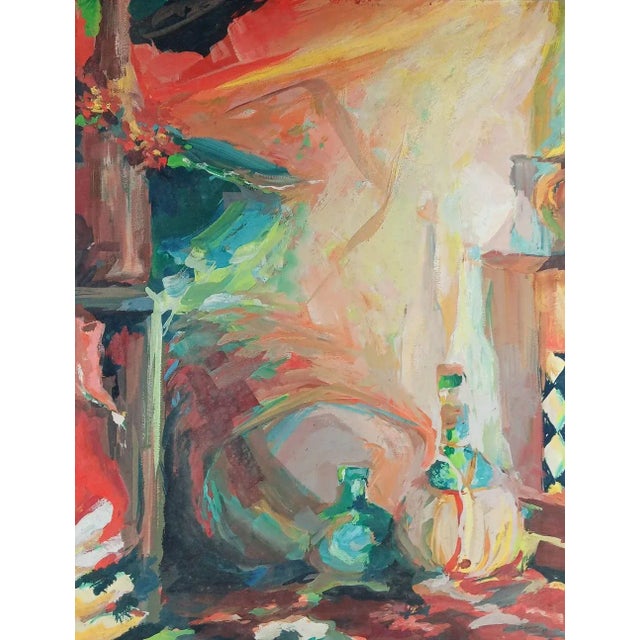 1960s Vintage 1961 Mid Century Bold Abstract Bottle Still Life Painting For Sale - Image 5 of 5