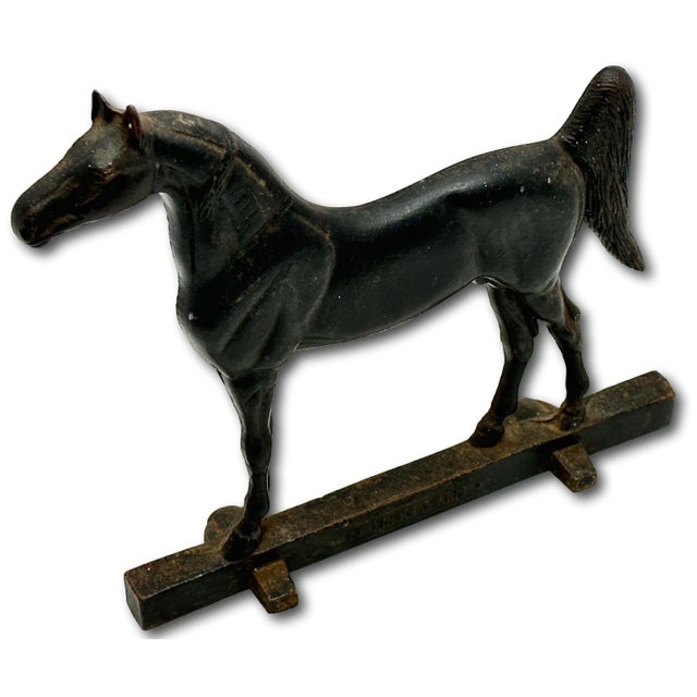 Metal Vintage Dated 1938 "King's Genious" Famous Champion Show Horse Cast Iron Wedge Style Doorstop For Sale - Image 7 of 18