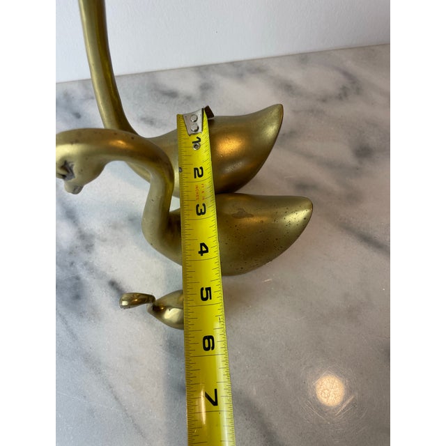 Set of 3 Vintage Brass Swan Figurines — Hollywood Regency / Mid-Century Decor For Sale - Image 9 of 9