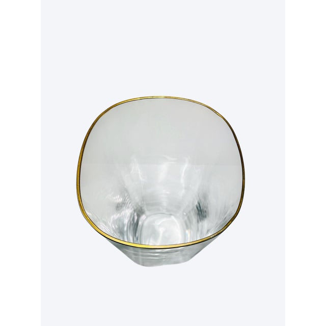 Transparent Murano Glass Vase with Gold Rim by Carlo Moretti For Sale - Image 3 of 4