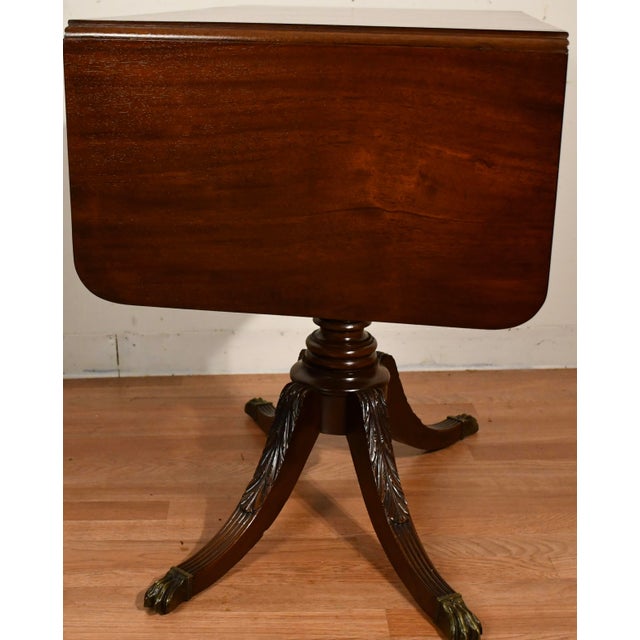 1930s English Regency Style Mahogany Drop-Leaf Pembroke Table / Sofa Table For Sale - Image 12 of 16
