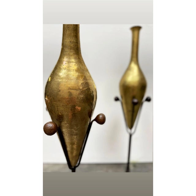 Copper 1910s Aesthetic Gilt Hammered Copper Vessels - a Pair For Sale - Image 8 of 10