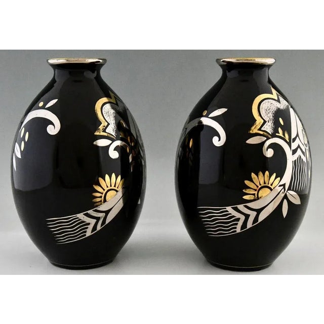 1930s Art Deco Ceramic Vases, 1931, Set of 2 For Sale - Image 5 of 13