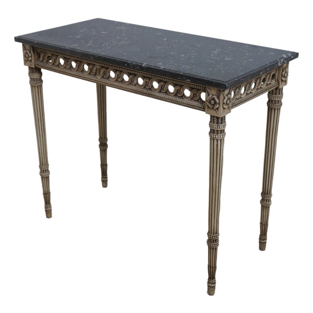 French Louis XVI Style Carved Base Console Table For Sale