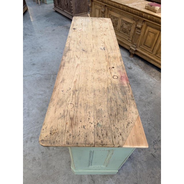 Early 20th Century Green Wooden Counter For Sale - Image 12 of 14
