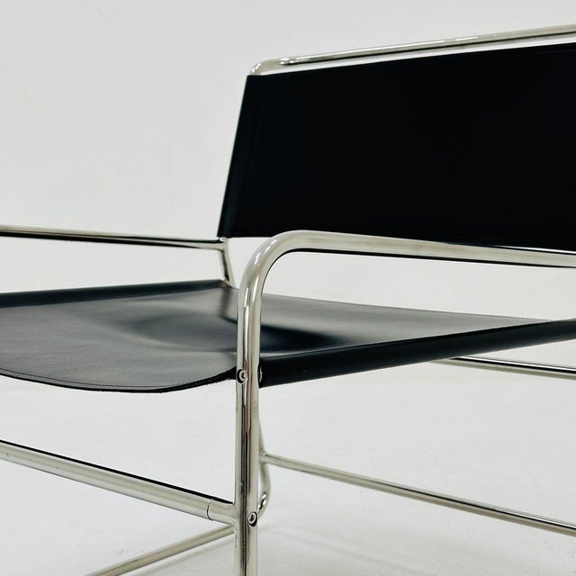 Mid-Century Black Leather Lounge Chair For Sale - Image 9 of 11