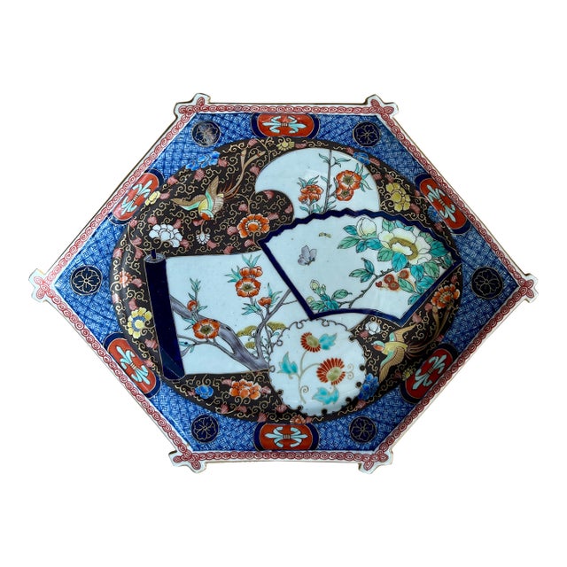 Antique Imari Porcelain Hexagonal Platter For Sale