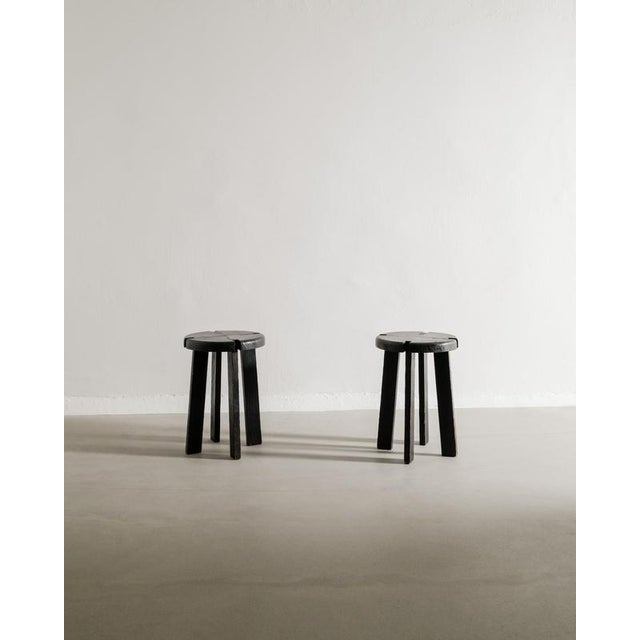 Mid-Century Modern French Wooden Cabin Dining Set in Dark Stained Oak, 1950s, Set of 4 For Sale - Image 10 of 13