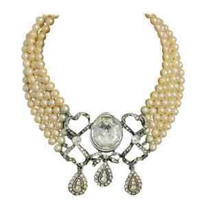 Kenneth Lane Pearl and Rhinestone Necklace