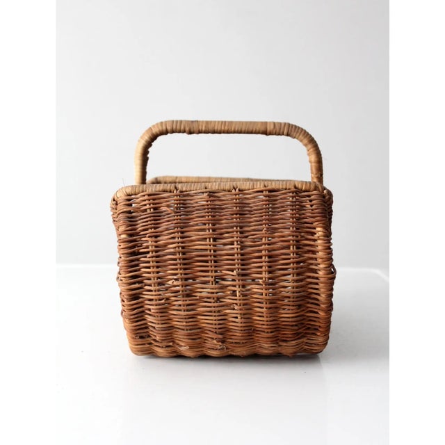 Vintage Wicker Gathering Basket For Sale - Image 9 of 12